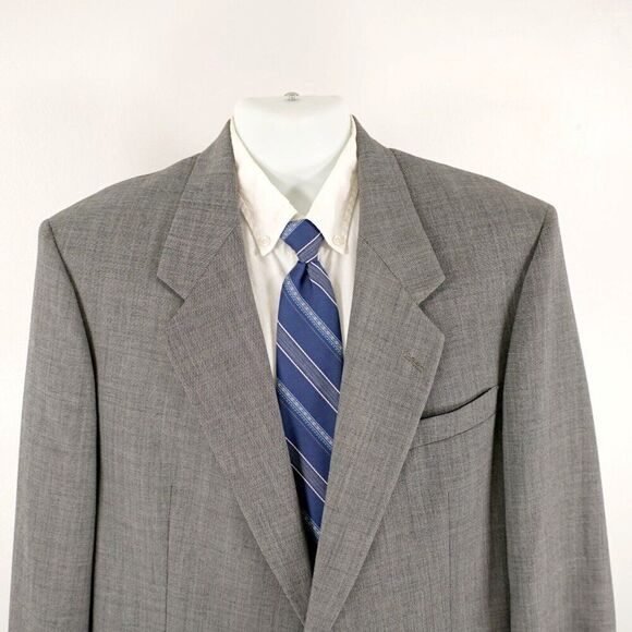 Hart‎ Schaffner Marx Heritage Plus Wool Gray Sharkskin 2 Button Blazer 44L